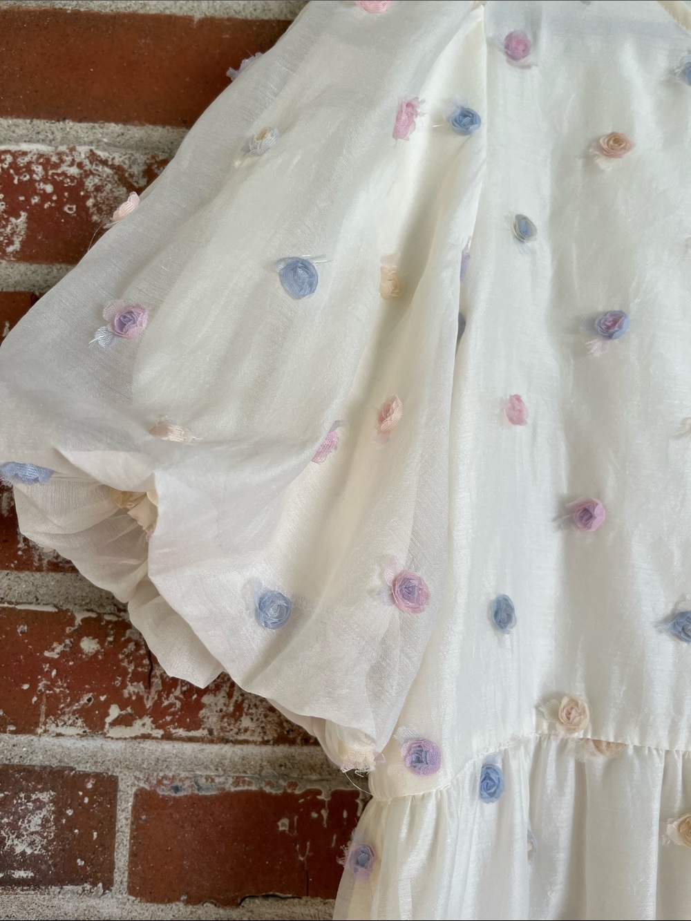 entro Cream Tiered Mini Dress with Pastel Polka Dots - Picture 3 of 12